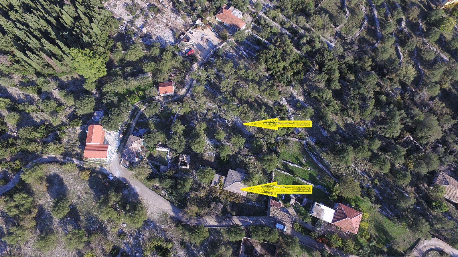 Aerial view of house and land land for sale Ithaca Greece, Stavros