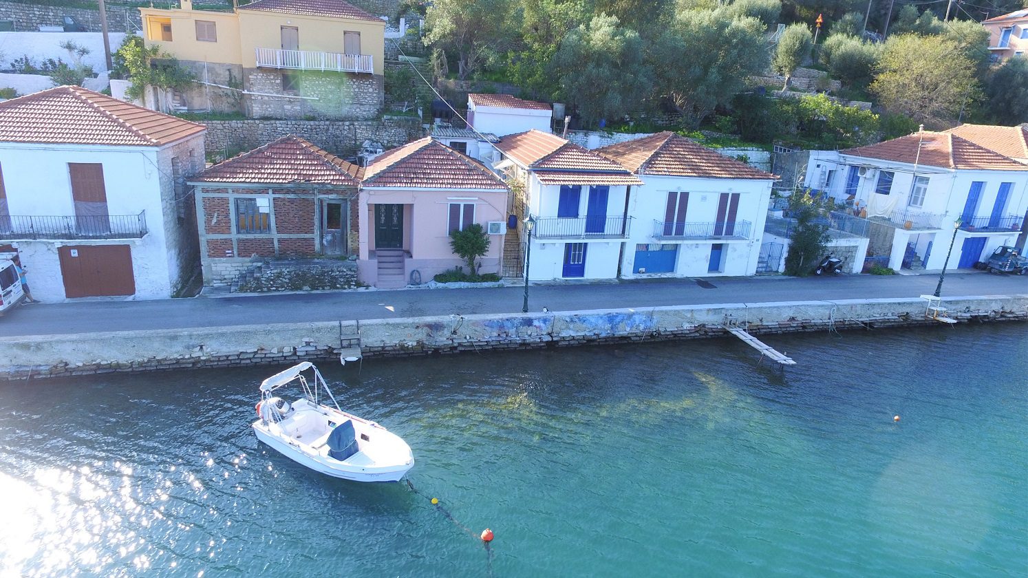 Aerial views of house for sale on Ithaca Greece, Vathi