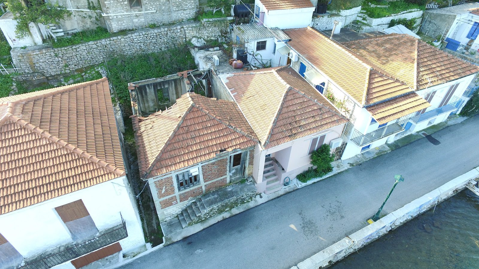 Aerial views of house for sale on Ithaca Greece, Vathi