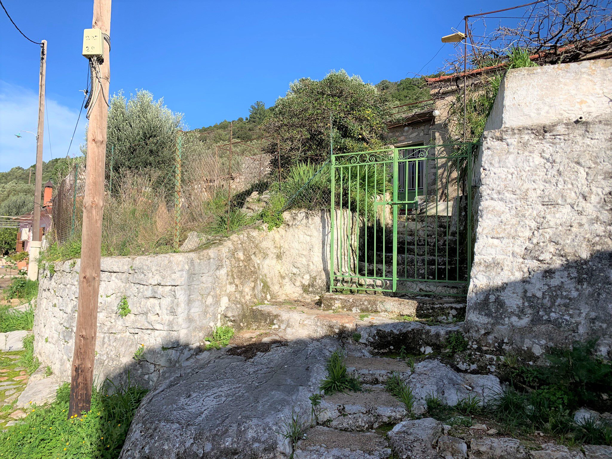 Front gate of house for sale on Ithaca Greece, Vathi