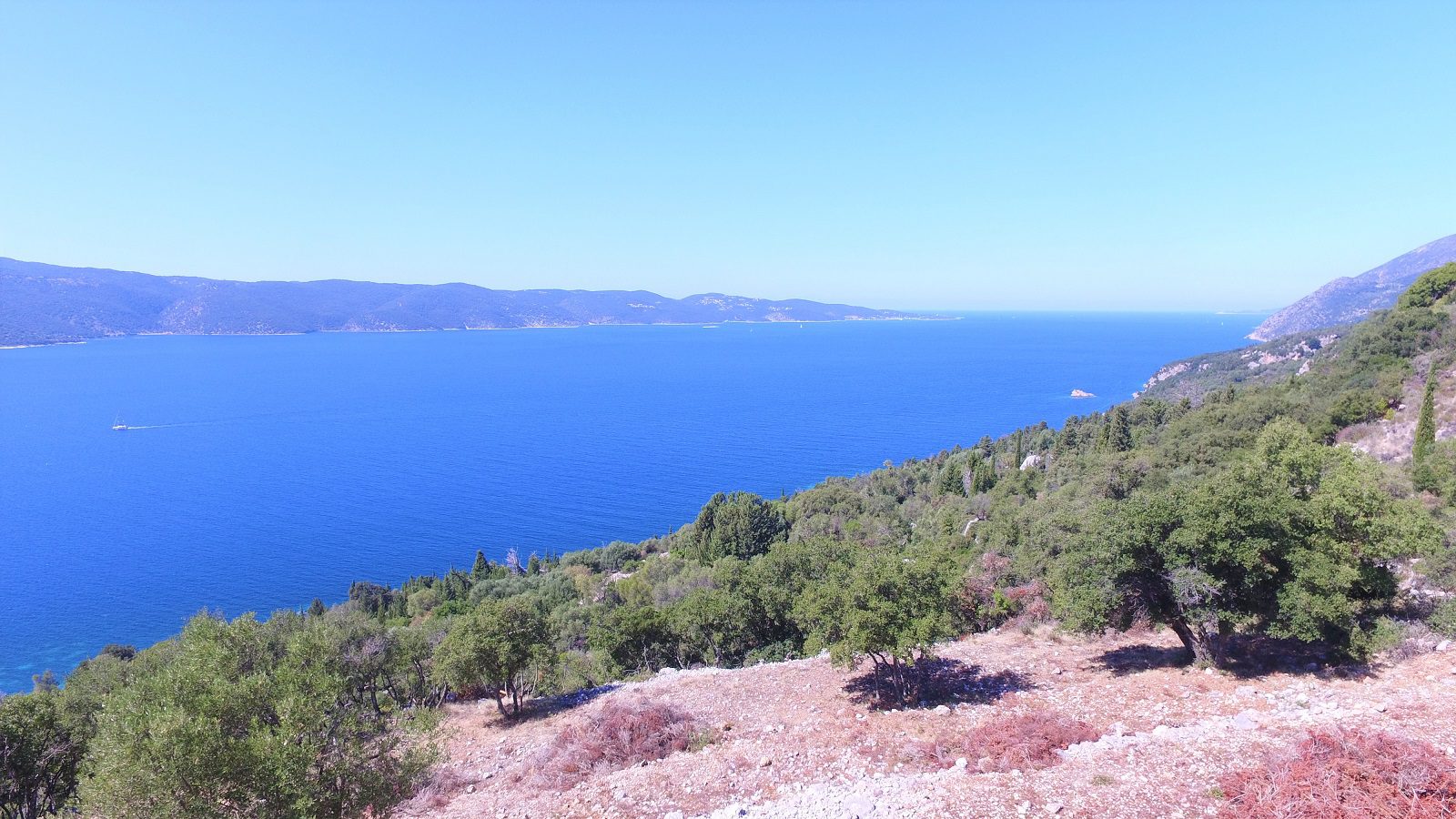Aerial view of land for sale on Ithaca Greece, Lefki