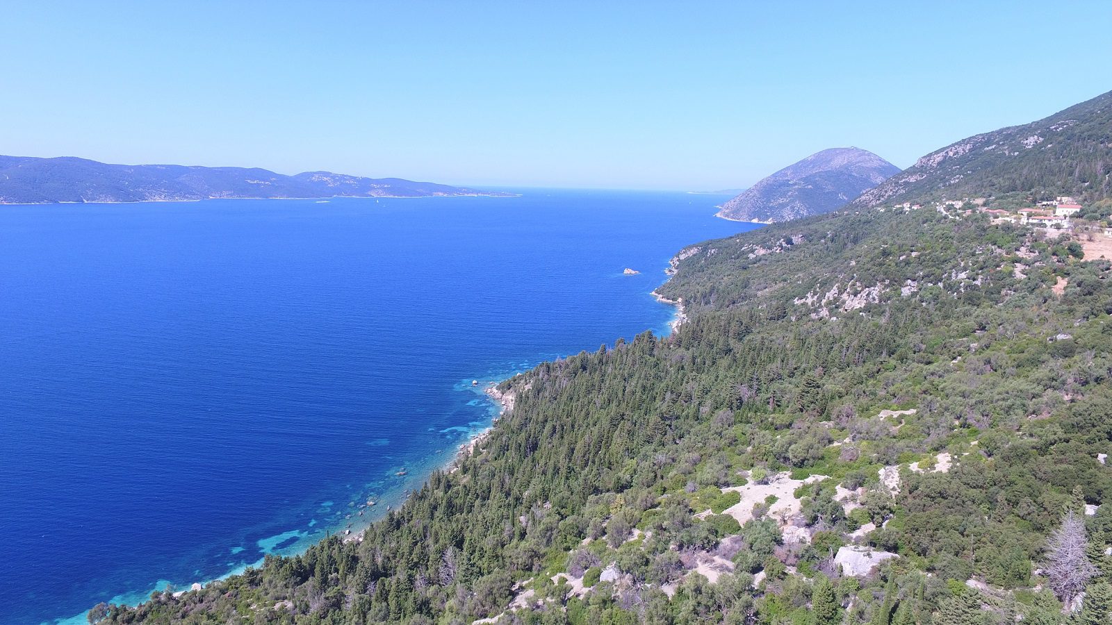 Aerial view of land for sale on Ithaca Greece, Lefki