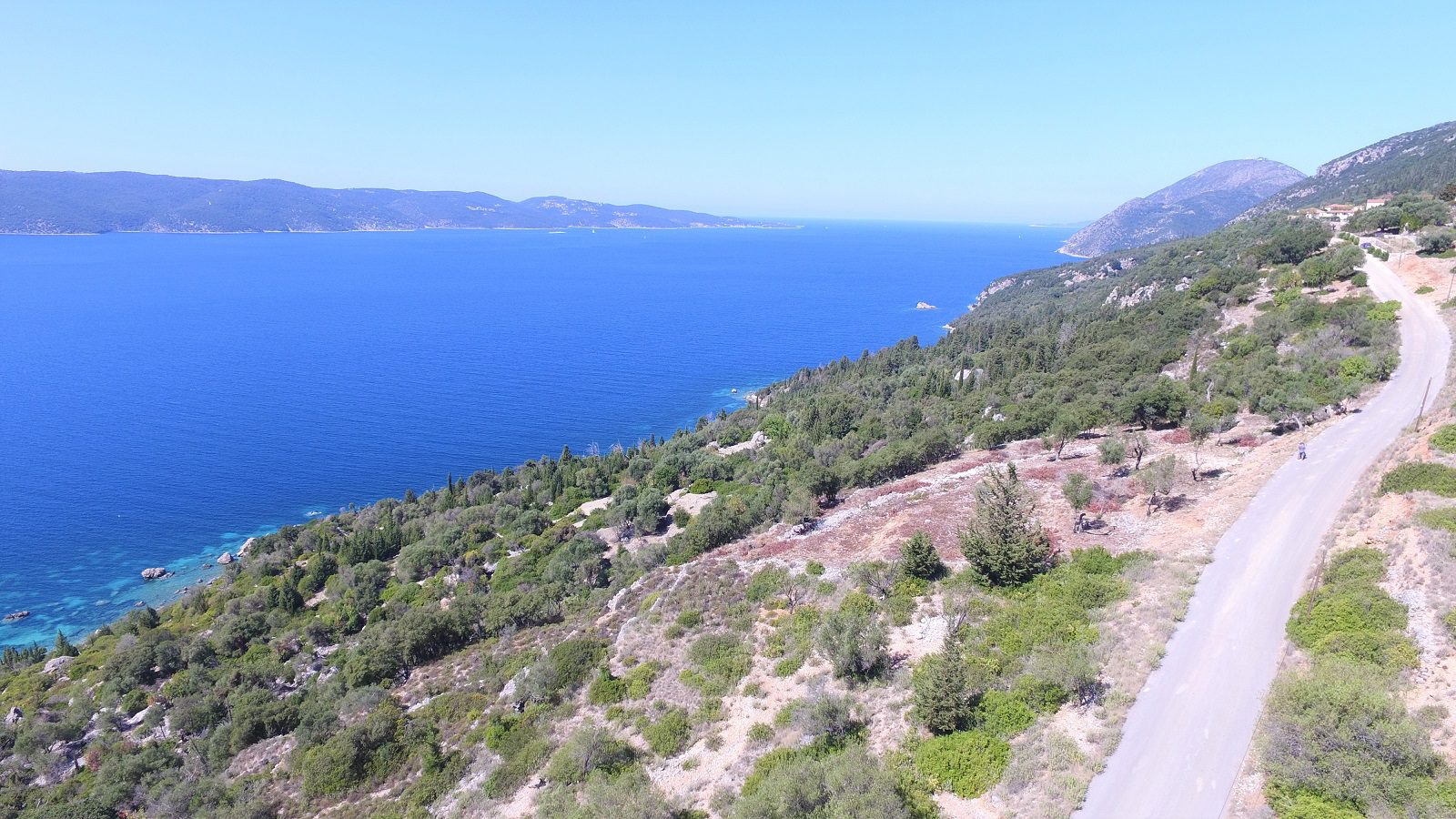 Aerial view of land for sale on Ithaca Greece, Lefki