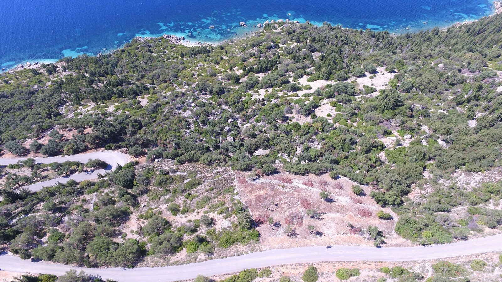 Aerial view of land for sale on Ithaca Greece, Lefki