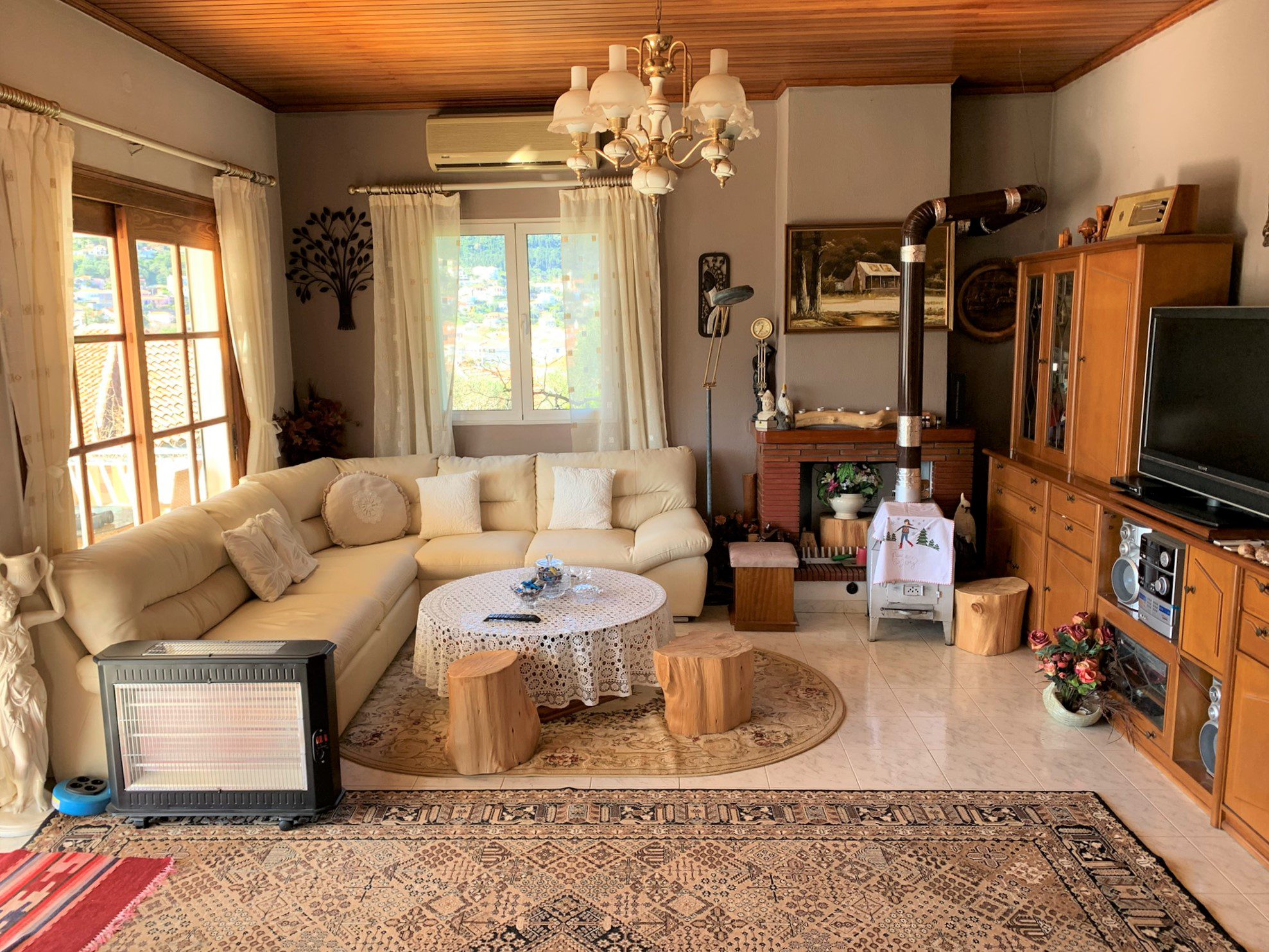 Living room of house for sale on Ithaca Greece, Vathi