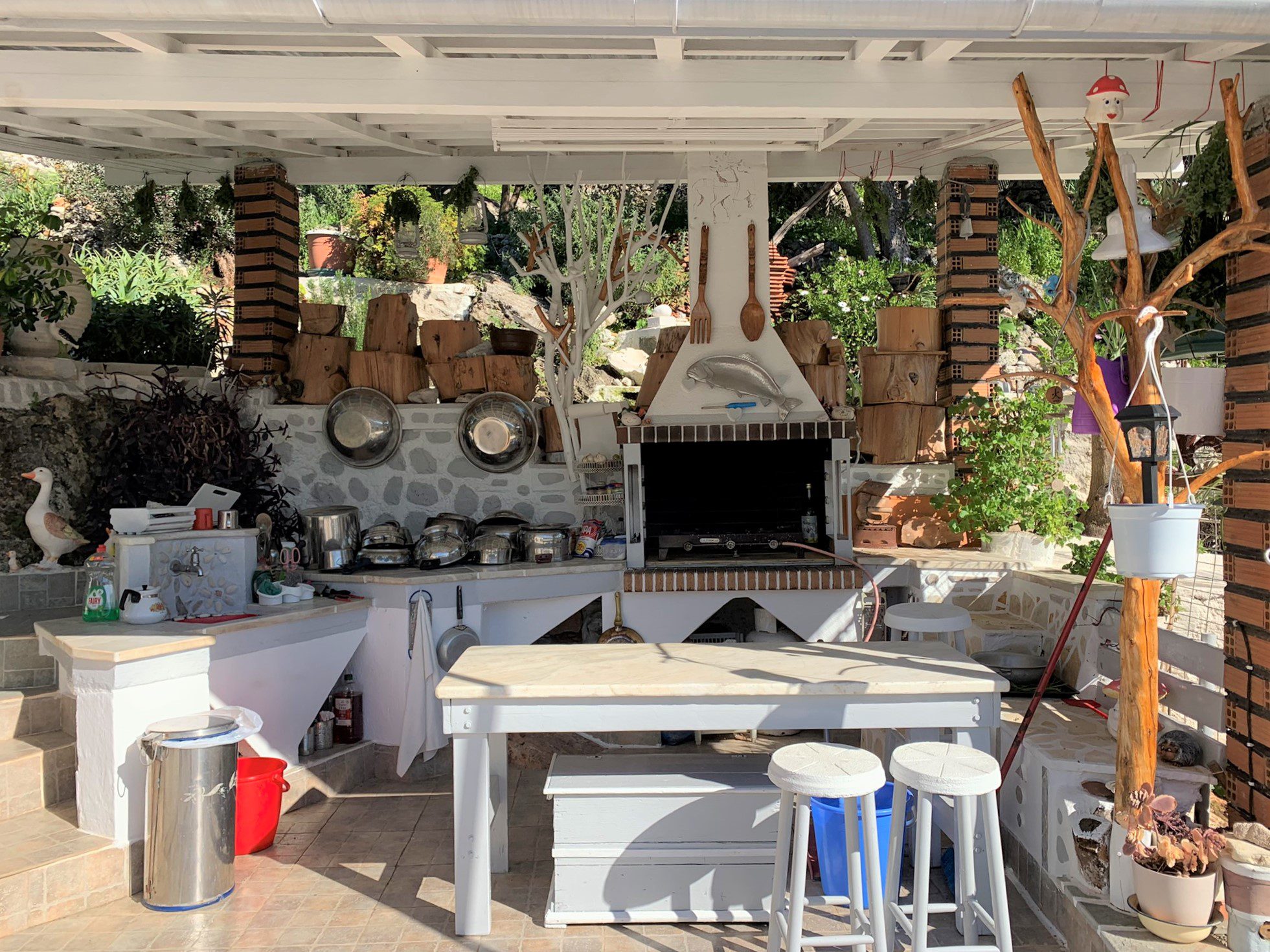 bbq area of house for sale on Ithaca Greece, Vathi