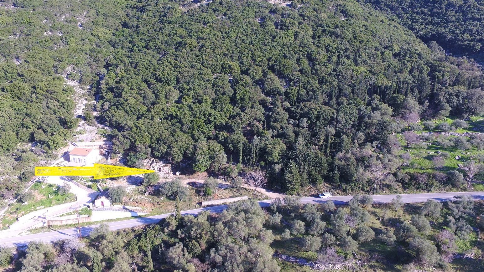 Aerial views of land for sale on Ithaca Greece, Piso Aetos