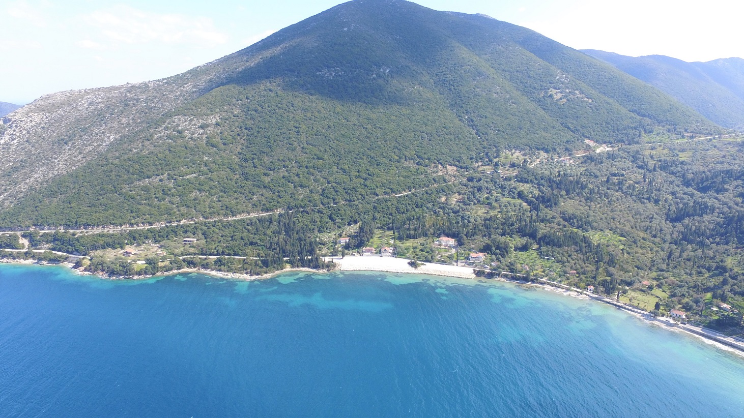 Aerial views of land for sale on Ithaca Greece, Aetos