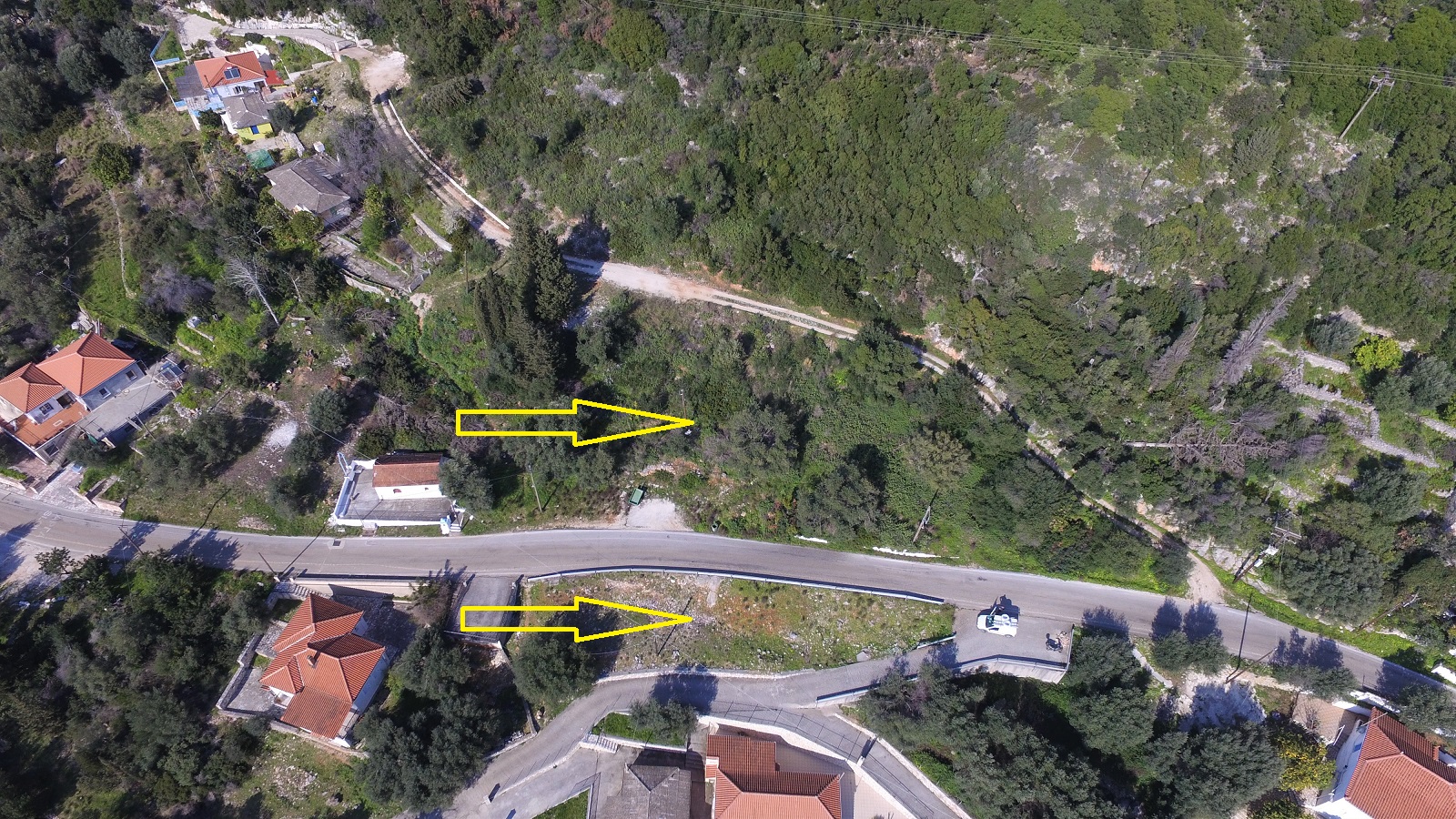 Aerial views of land for sale on Ithaca Greece, Lefki