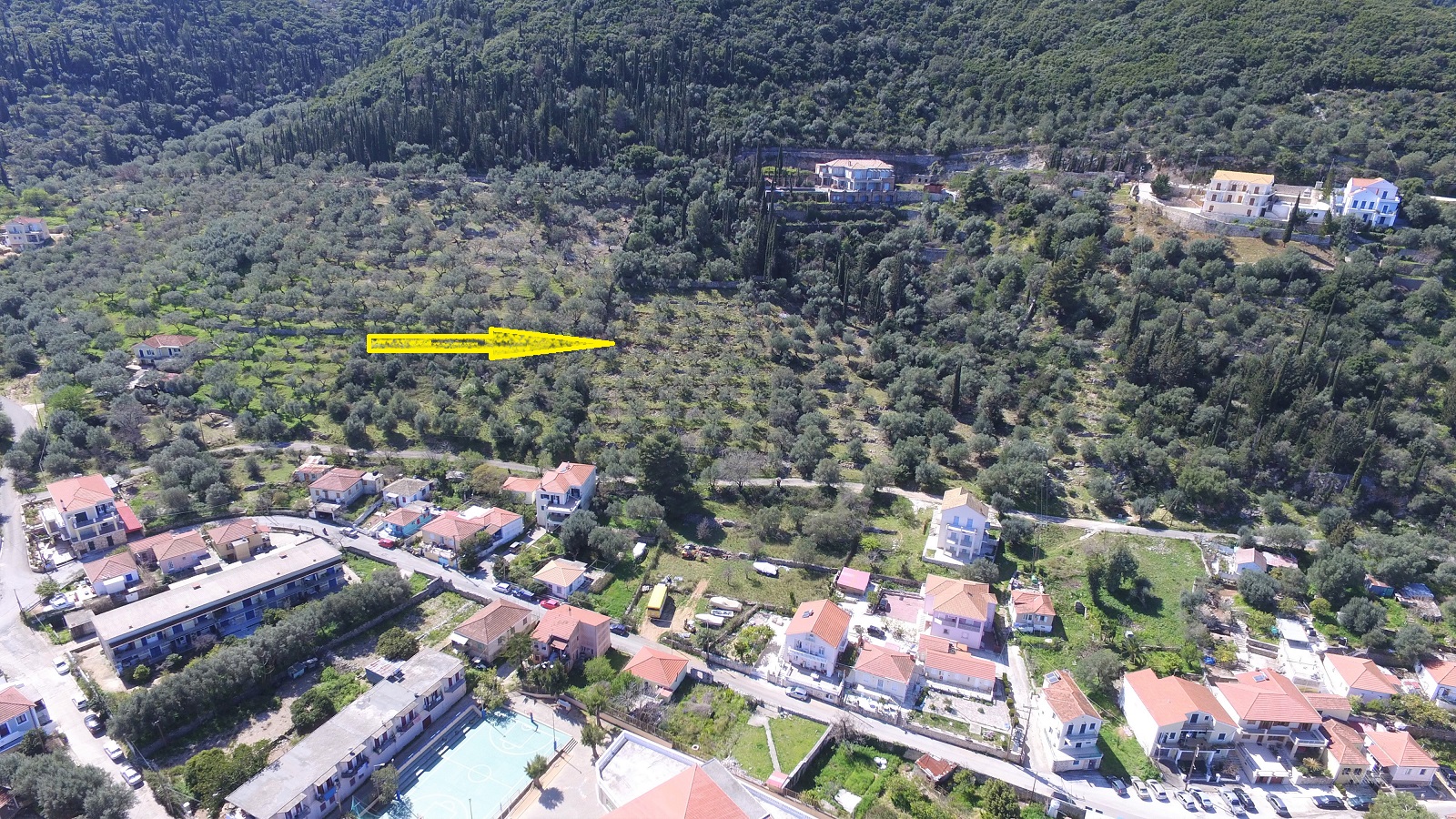 Aerial views of land for sale Ithaca Greece, Vathi