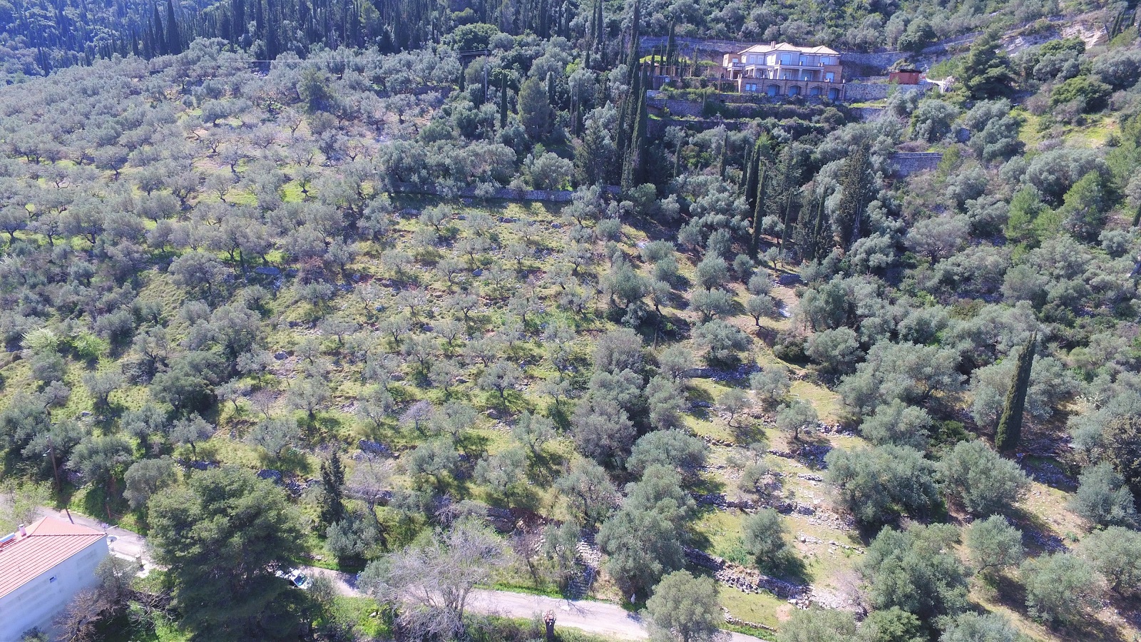 Aerial views of land for sale Ithaca Greece, Vathi