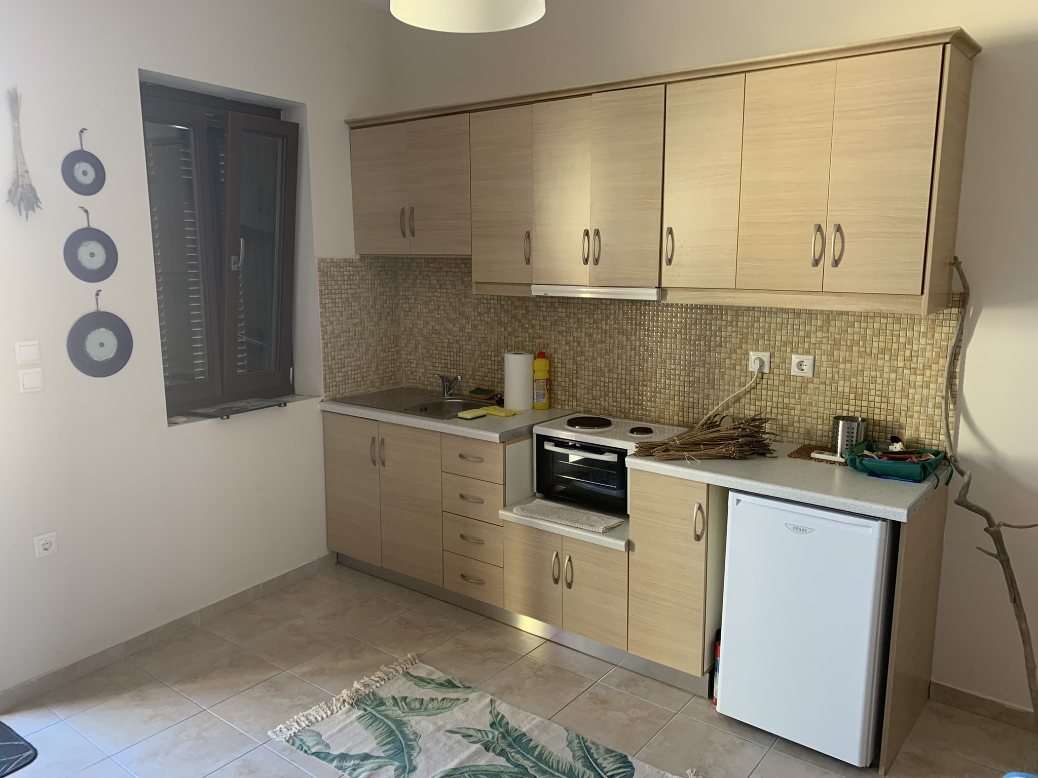 Kitchen area of Studios for rent on Ithaca Greece, Vathi