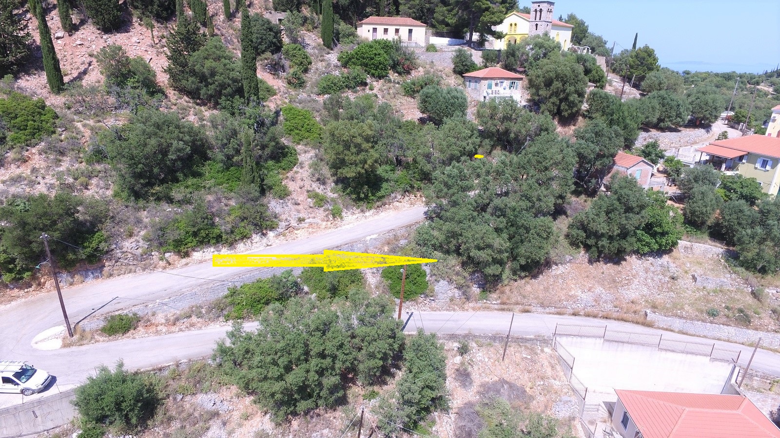 Aerial views of land for sale on Ithaca Greece, Vathi