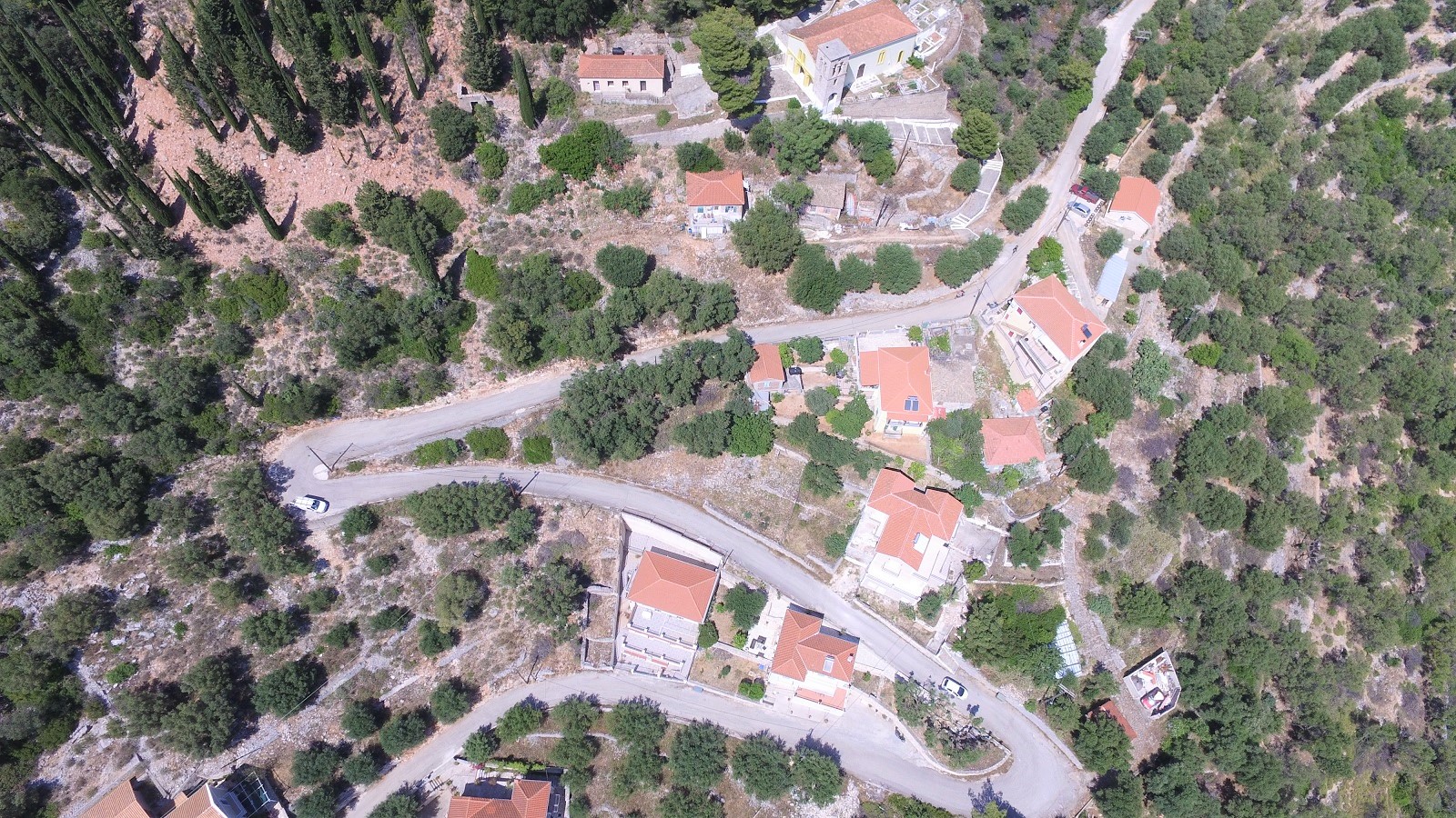 Aerial views of land for sale on Ithaca Greece, Vathi