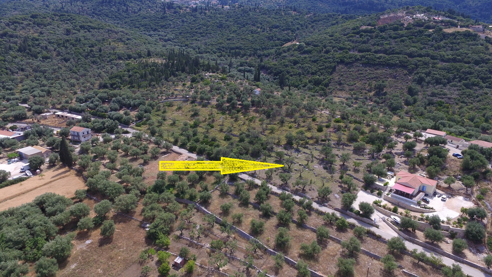 Aerial views of land for sale on Ithaca Greece, Vathi