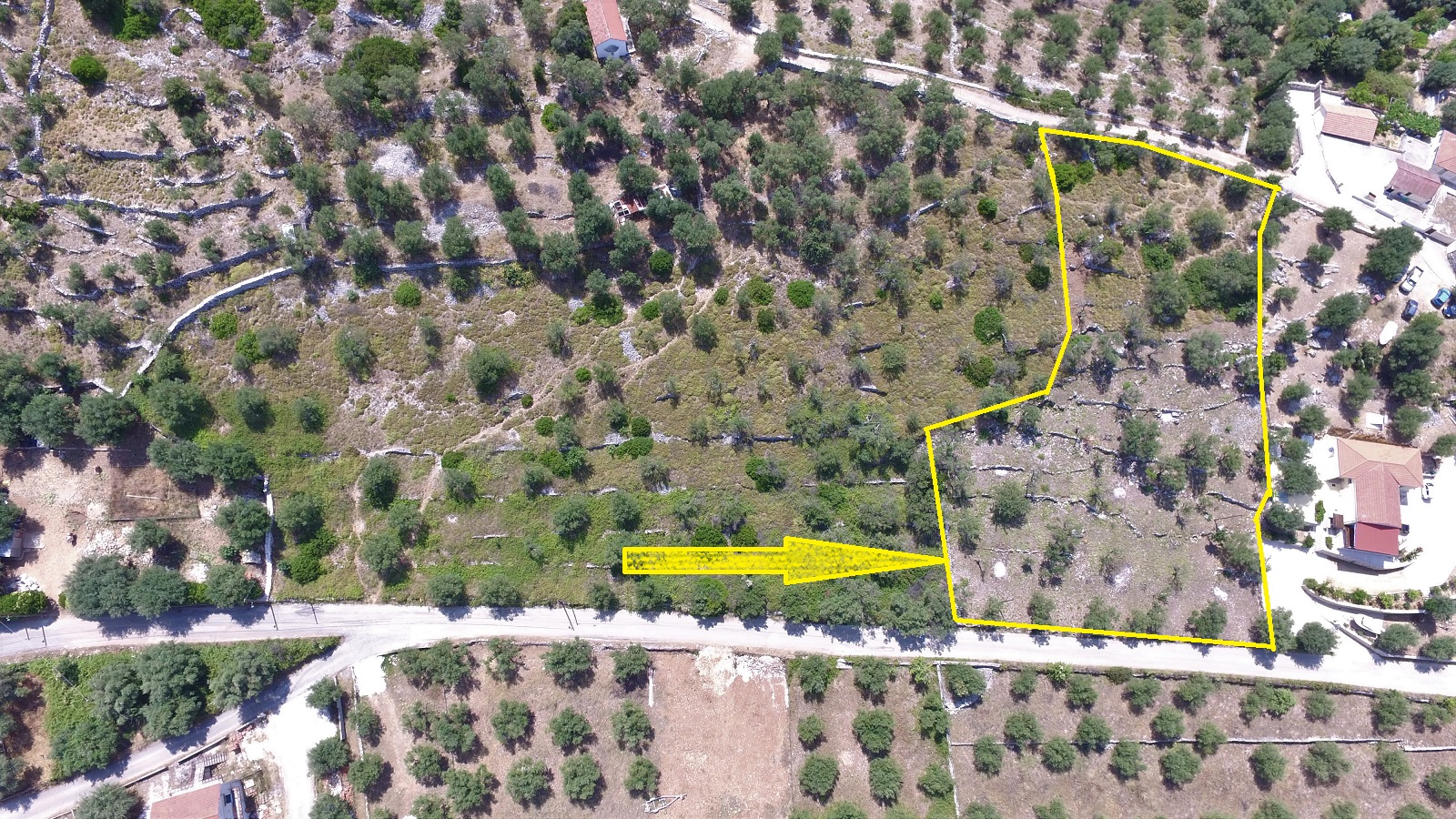Aerial views of land for sale on Ithaca Greece, Vathi