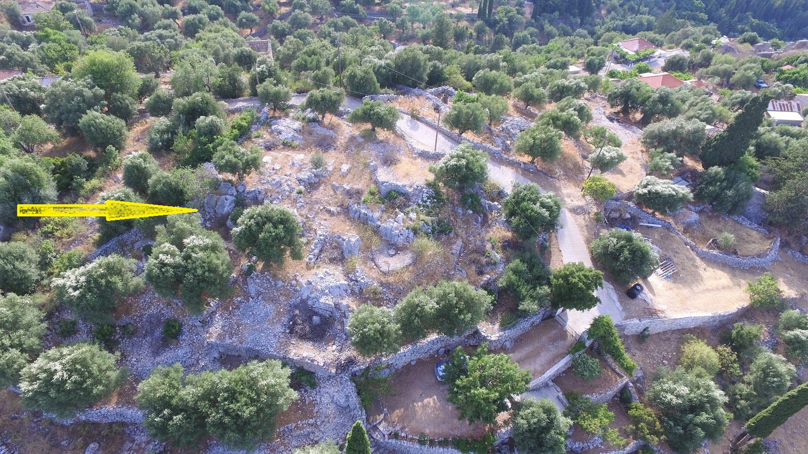 Aerial views of land for sale on Ithaca Greece, Perachori
