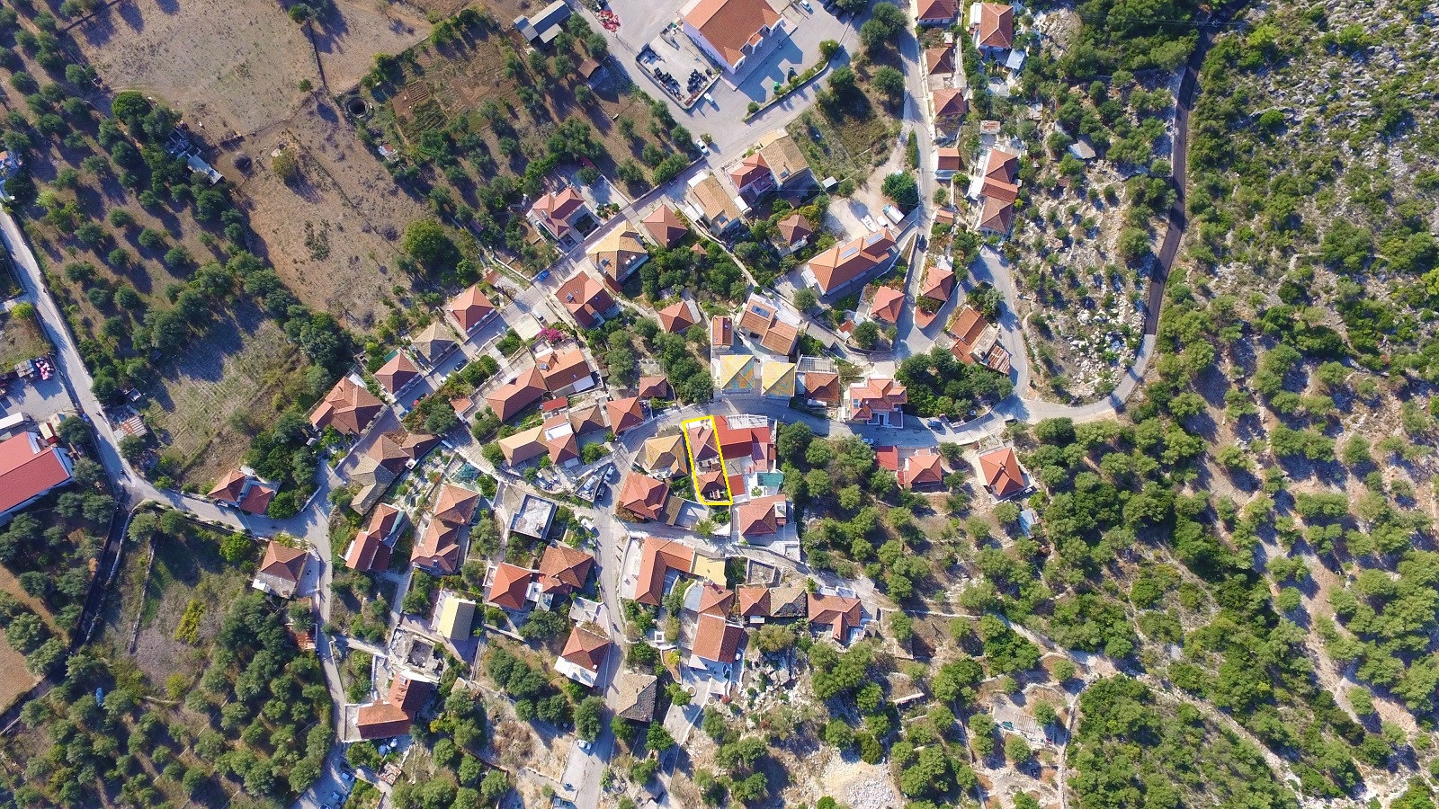 Aerial views of house for sale on Ithaca Greece, Vathi
