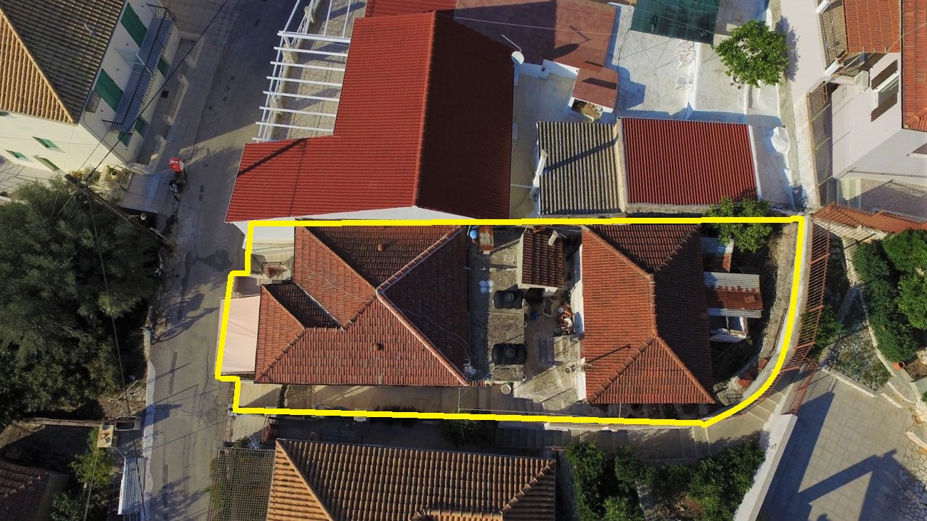 Aerial views of house for sale on Ithaca Greece, Vathi