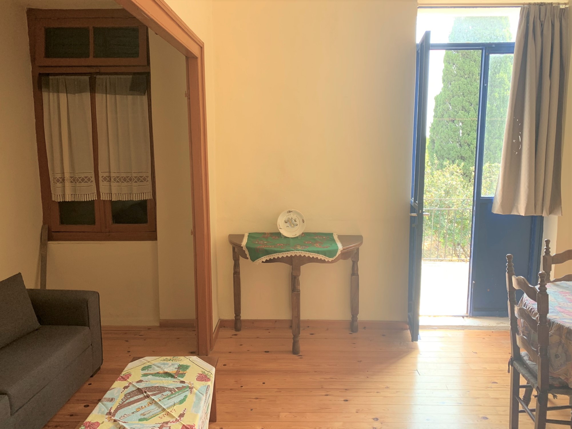 Entrance area and living room of house for sale on Ithaca, Greece, Anoghi
