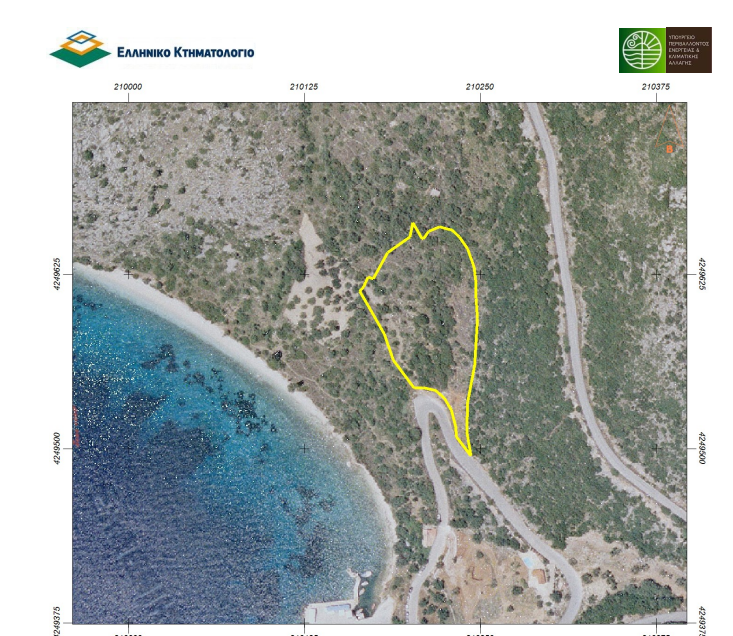 Drone pics of land for sale on Ithaca Greece, Piso Aetos