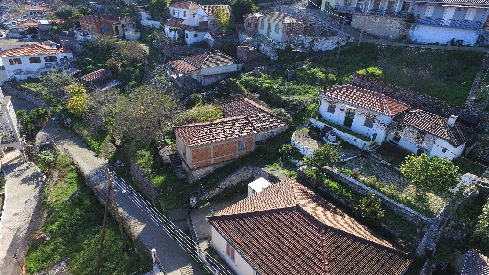 Aerial view of house for sale in Ithaca Greece, Perachori