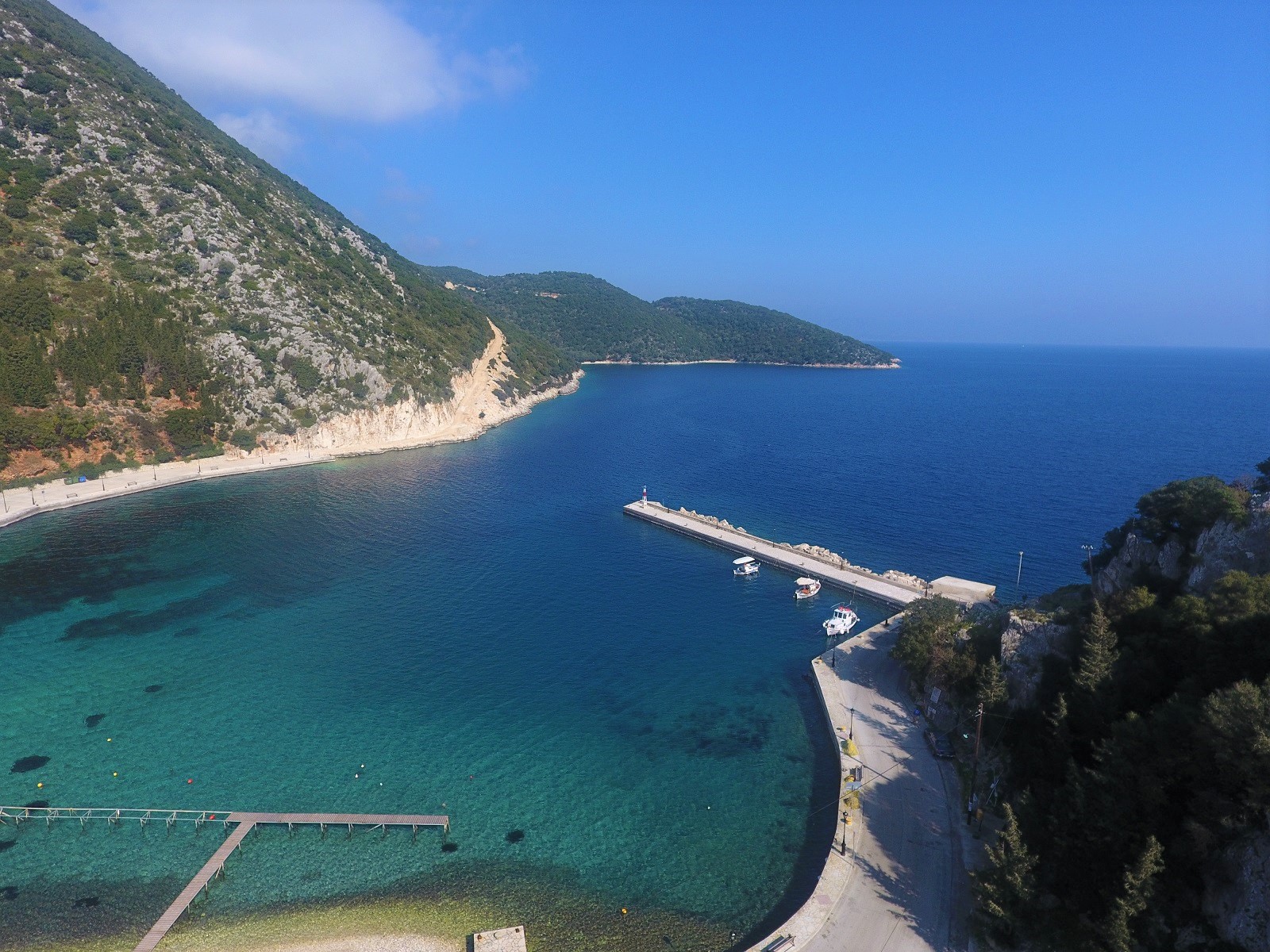 Aerial views of house for sale on Ithaca Greece, Frikes