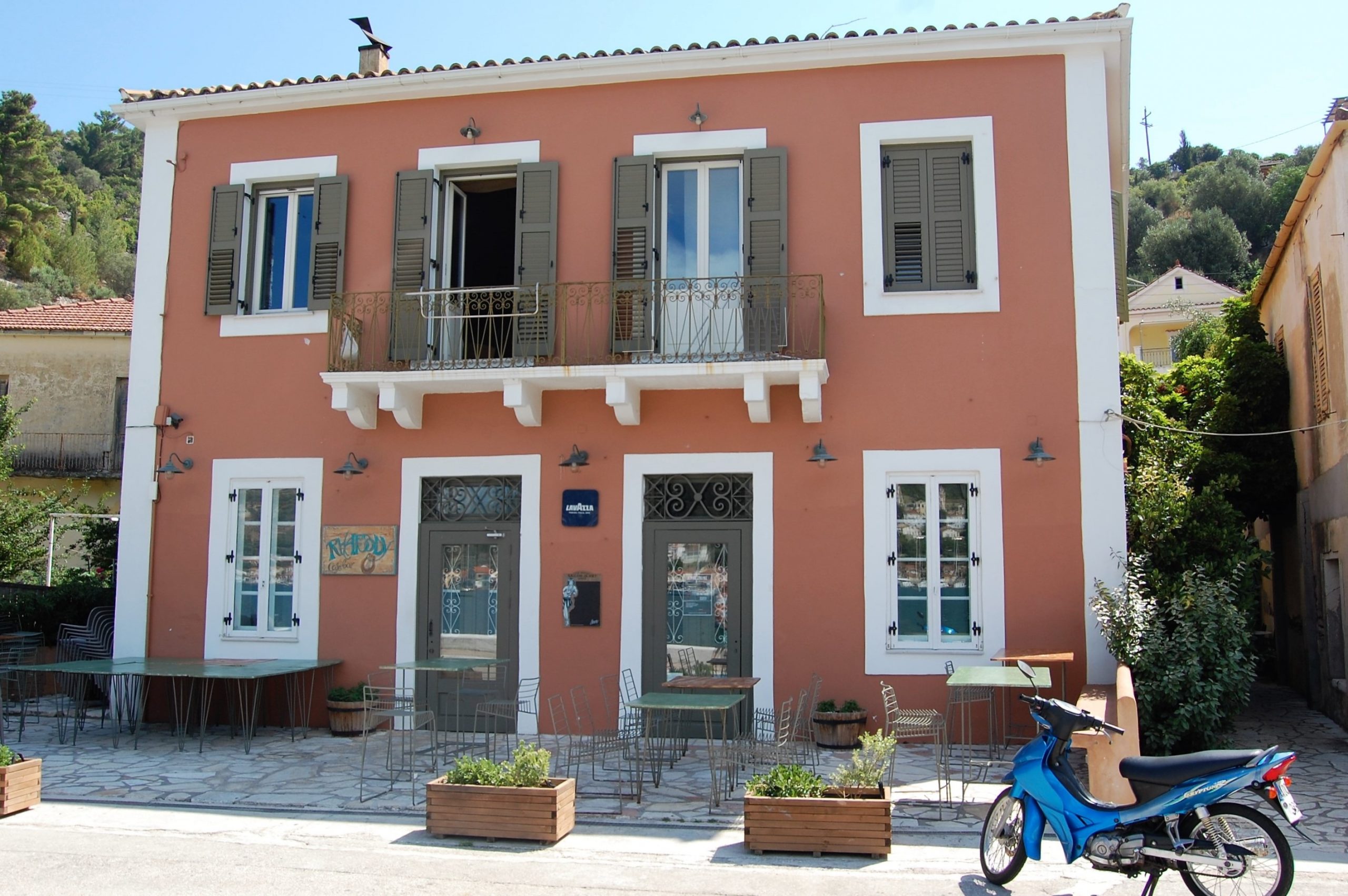 Exterior of bussiness for sale on Ithaca Greece, Vathi