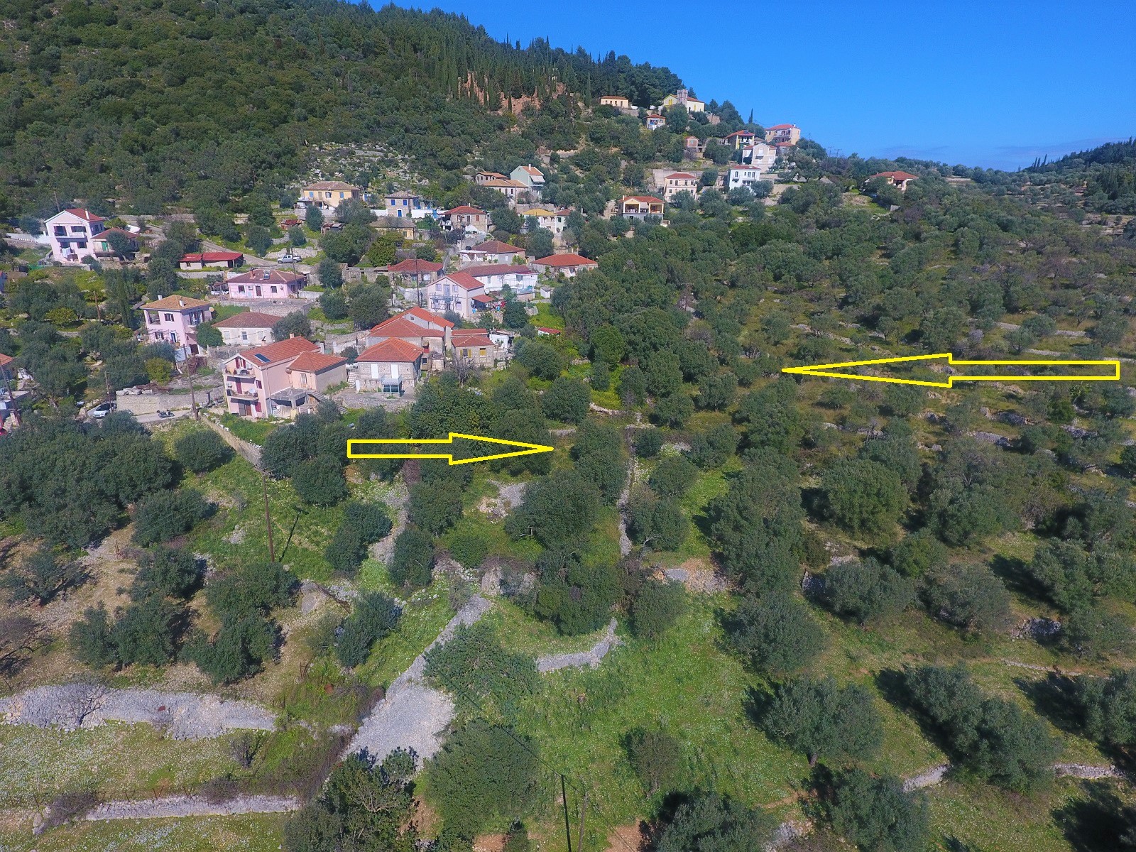 Aerial views of land for sale Ithaca Greece, Vathi