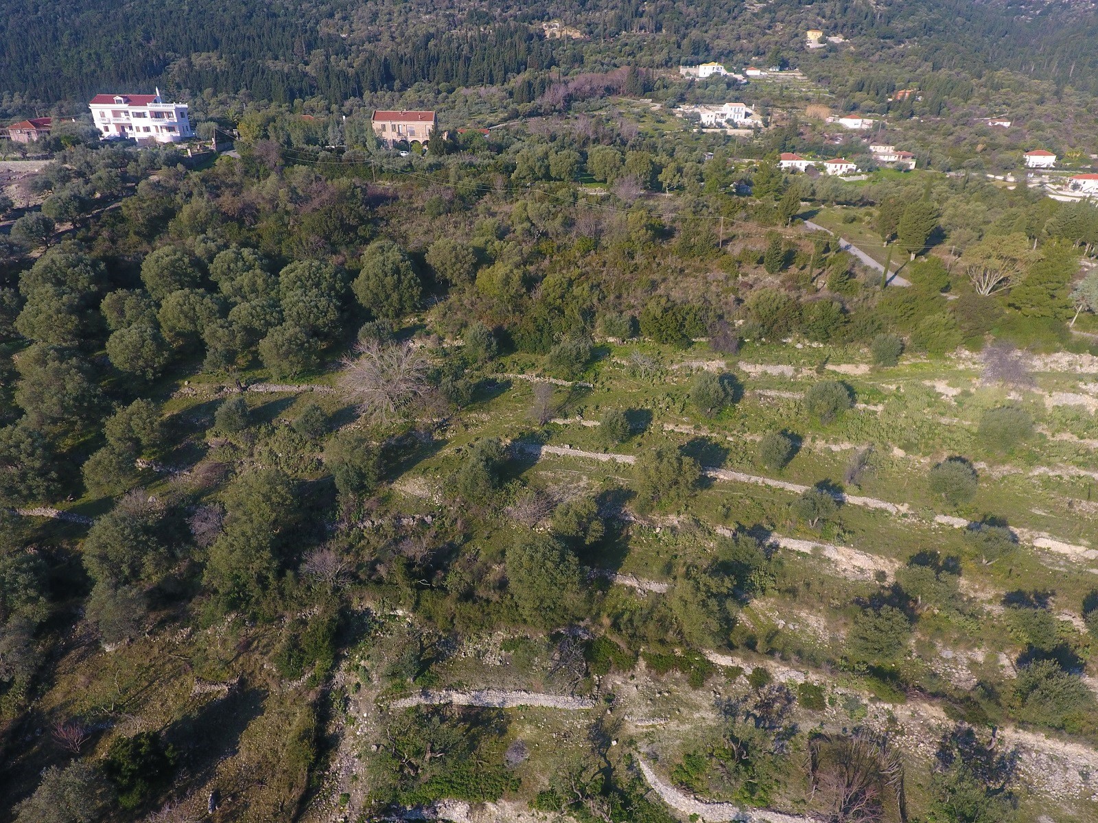 Aerial views of land for sale on Ithaca Greece, Pilikata