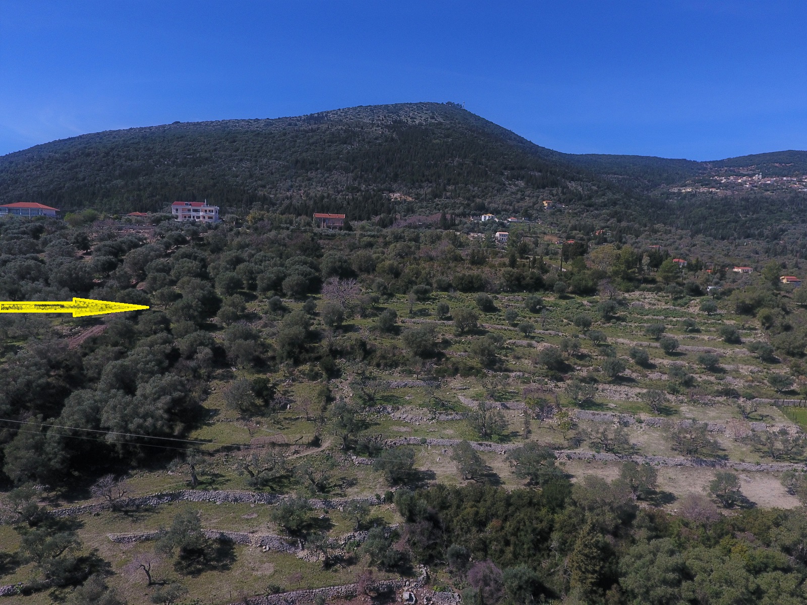 Aerial views of land for sale on Ithaca Greece, Pilikata