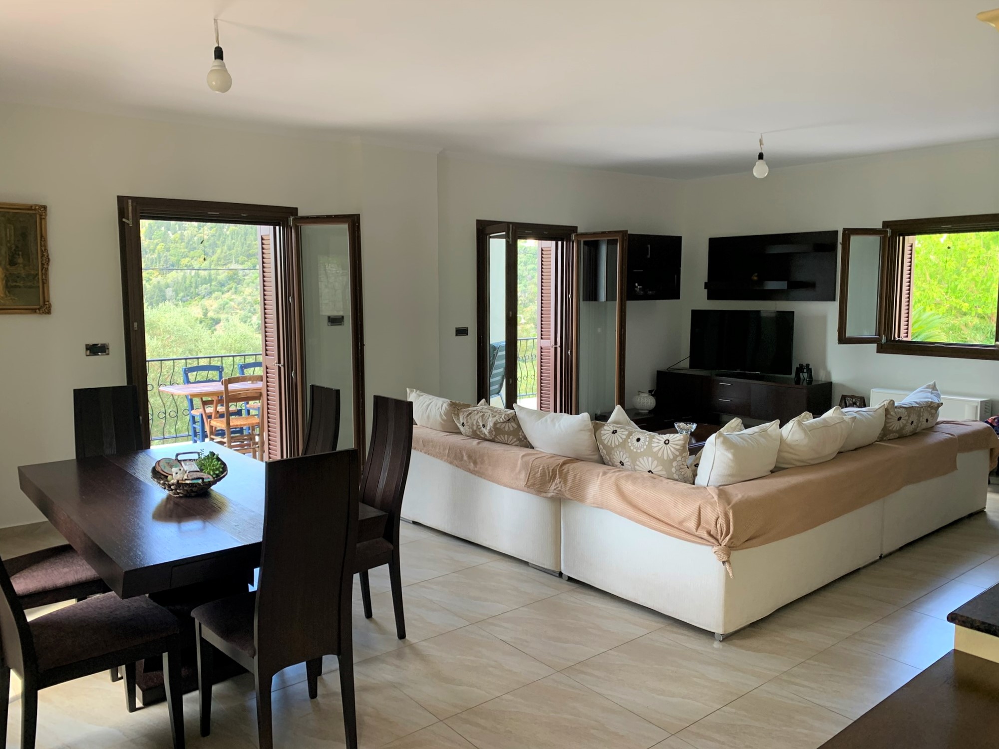 Living room of house for rent on Ithaca Greece, Stavros