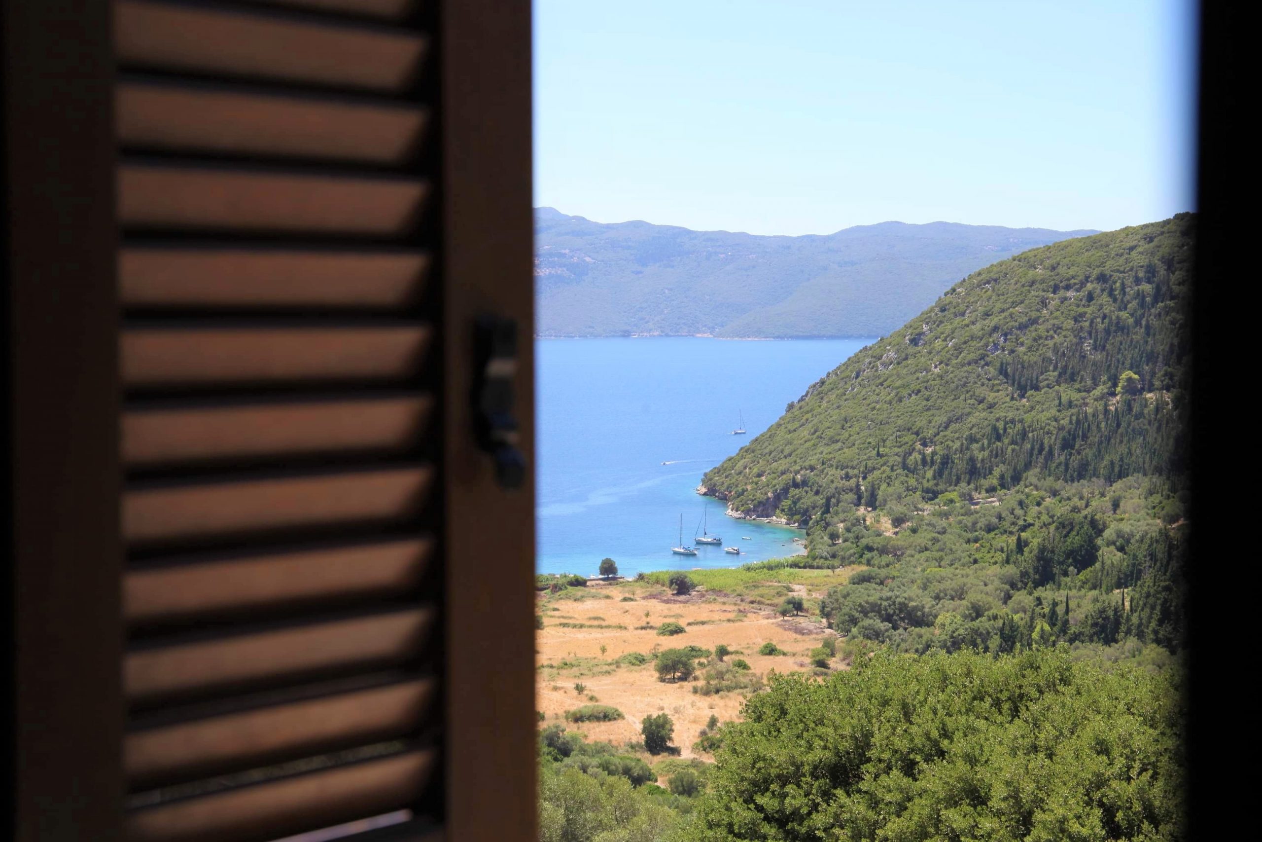 Balcony views of house for rent on Ithaca Greece, Stavros