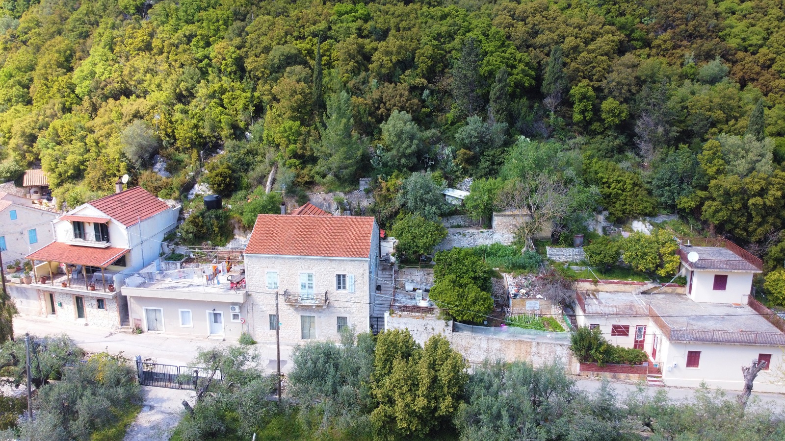 Aerial view of house for sale Ithaca Greece, Frikes