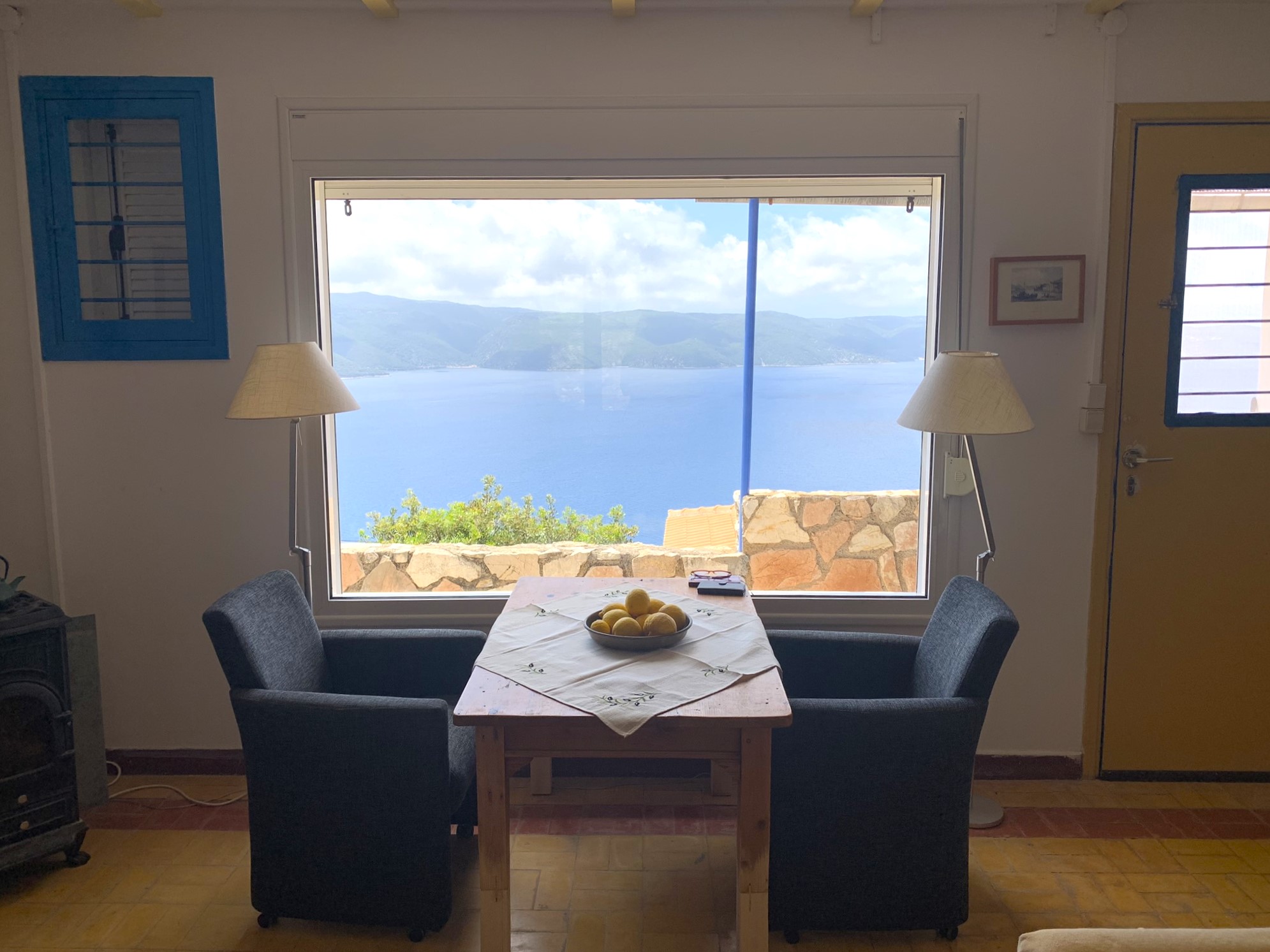 Living room of house for sale on Ithaca Greece, Lefki