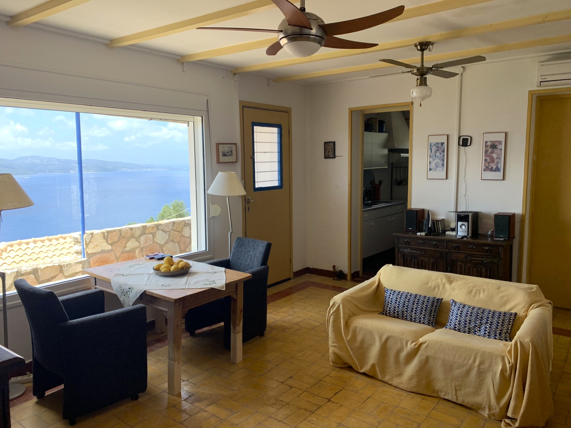 Living room of house for sale on Ithaca Greece, Lefki