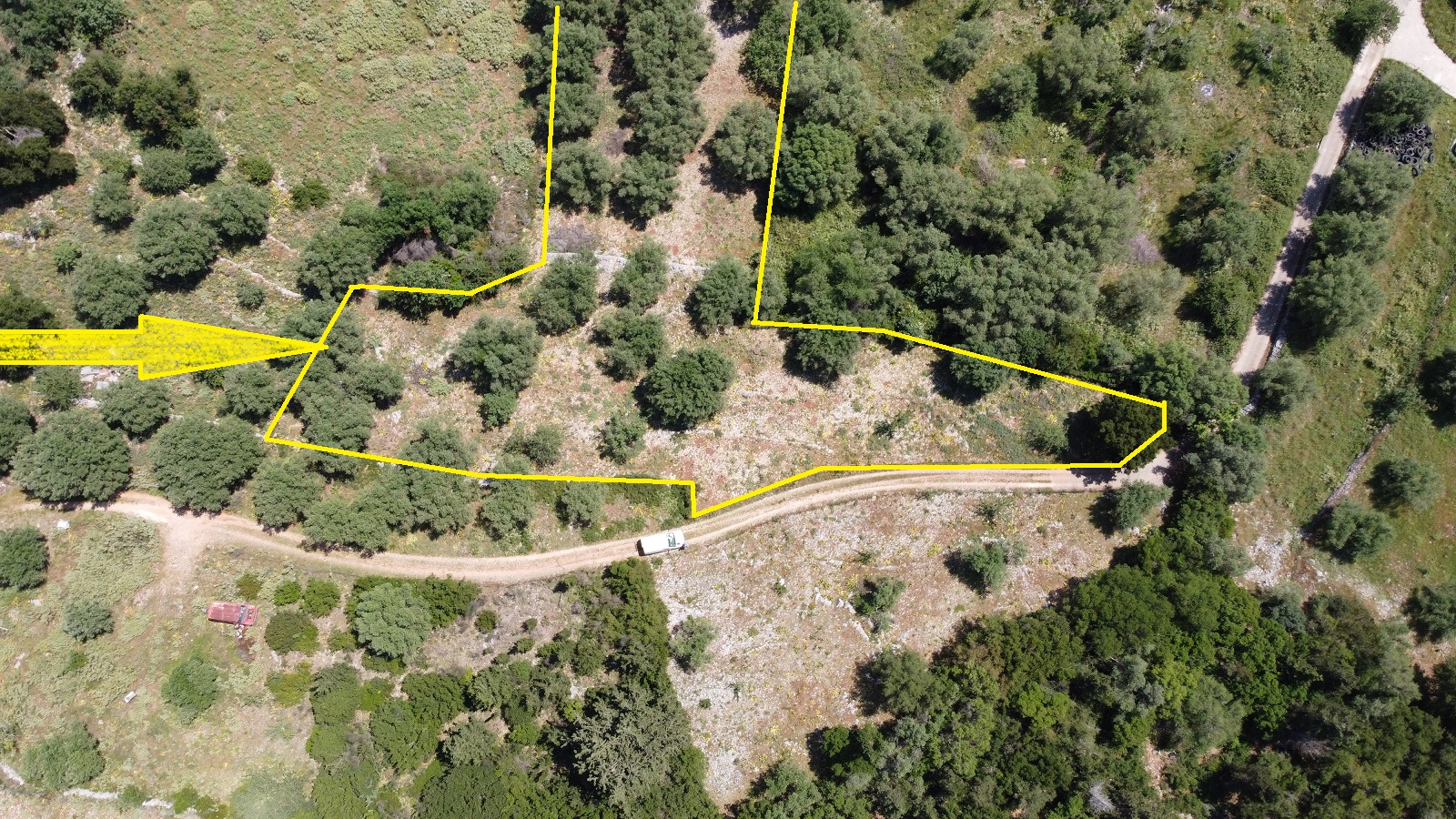 Aerial views of plot for sale on Ithaca Greece, Frikes