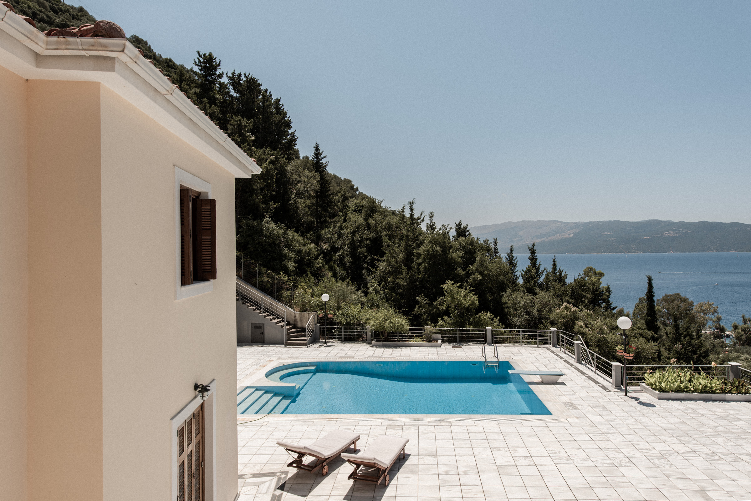 Swimming pool and views of villa for rent on Ithaca Greece, Stavros