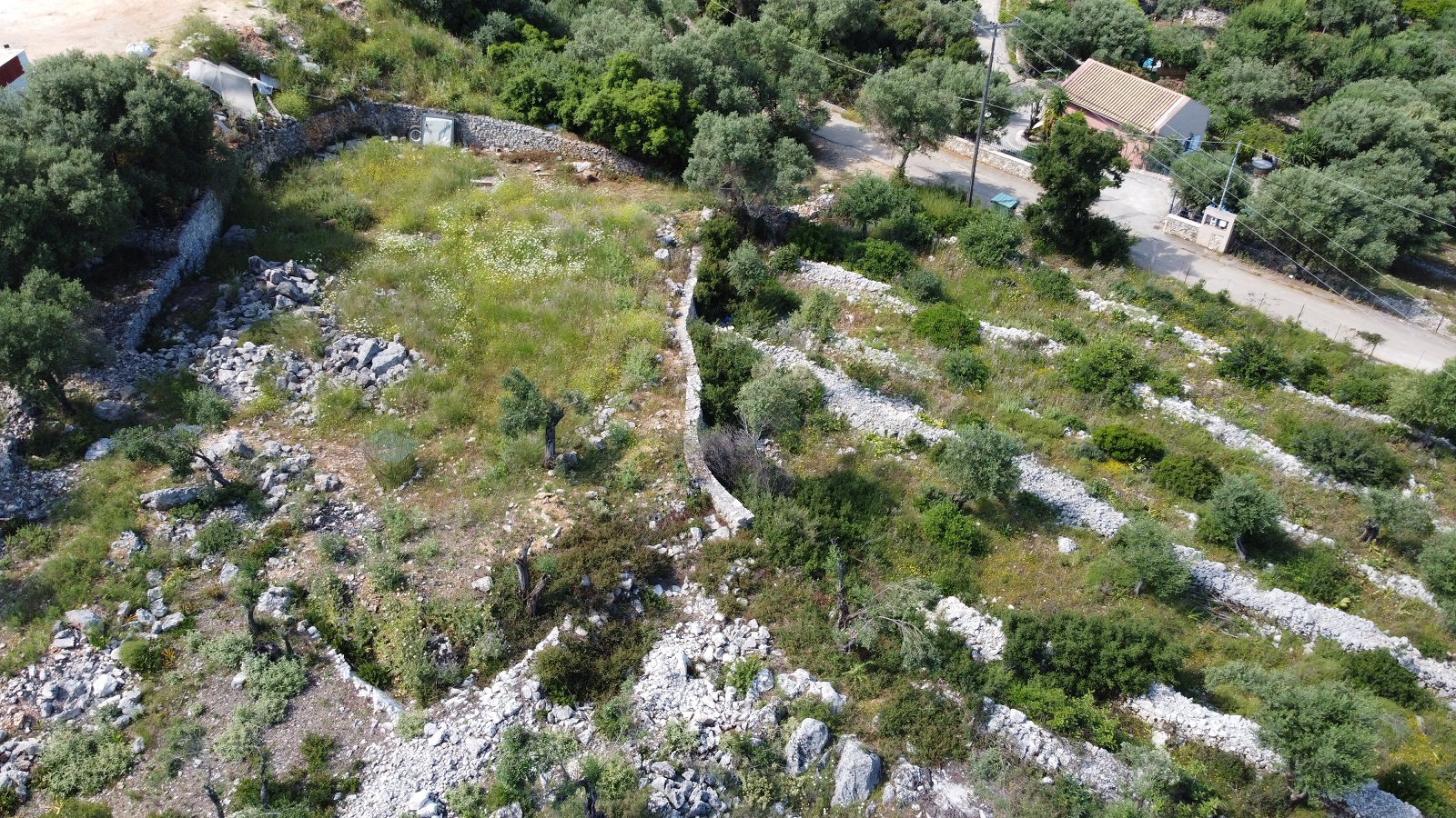Aerial views of plot for sale on Ithaca Greece, Vathi