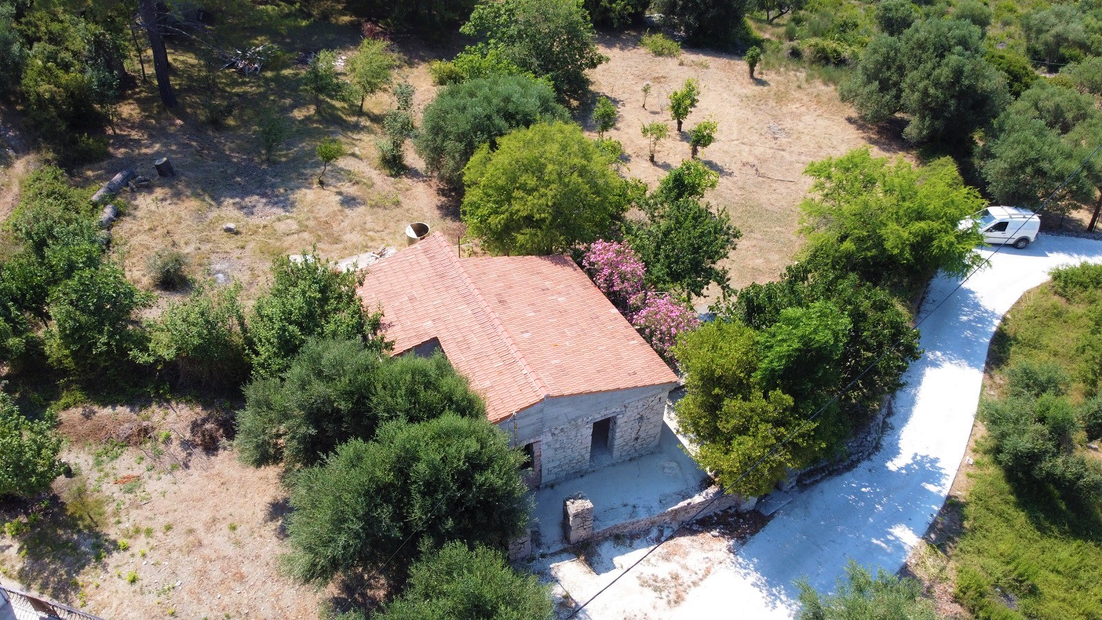 Drone of house for sale on Ithaca Greece, Ag saranta