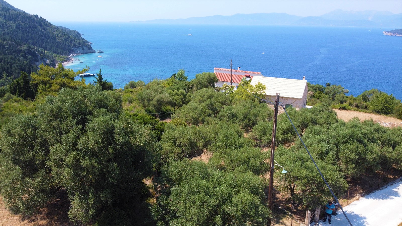 Drone of house for sale on Ithaca Greece, Ag saranta