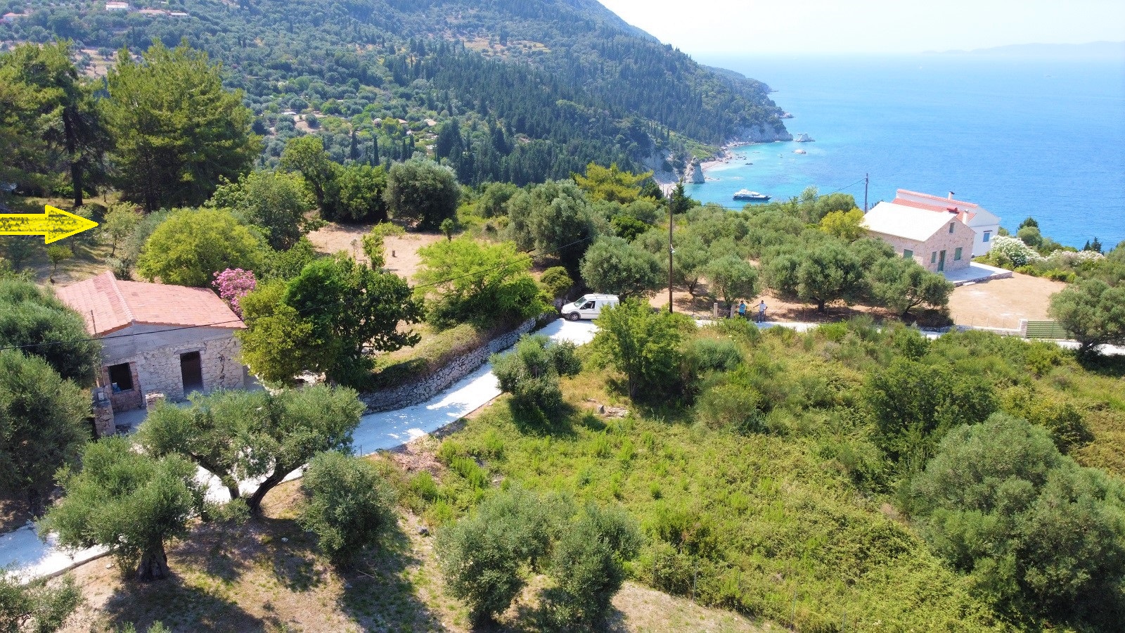 Drone pics of Surrounding land of house for sale on Ithaca Greece, Ag saranta