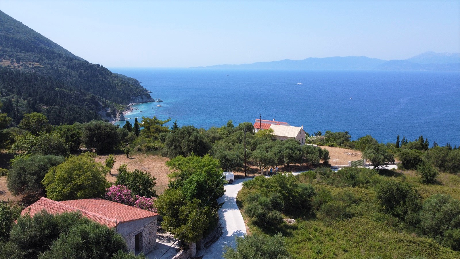 Drone of house for sale on Ithaca Greece, Ag saranta