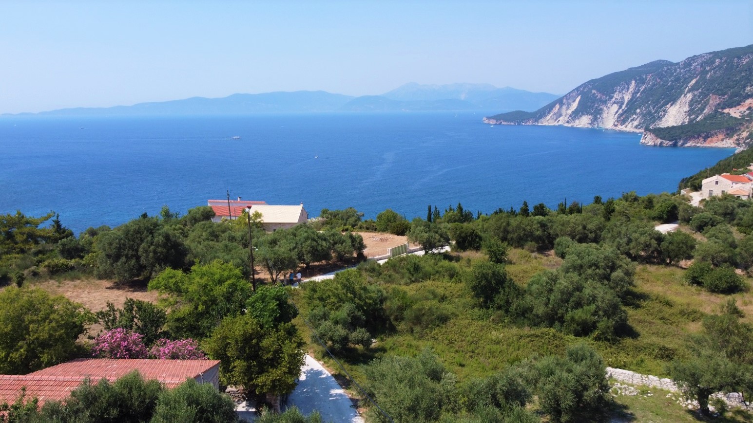 Drone of house for sale on Ithaca Greece, Ag saranta