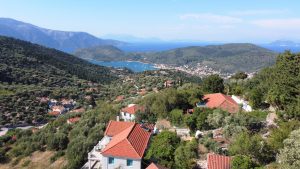 Aerial view of house for sale on Ithaca, Greece, Perachori