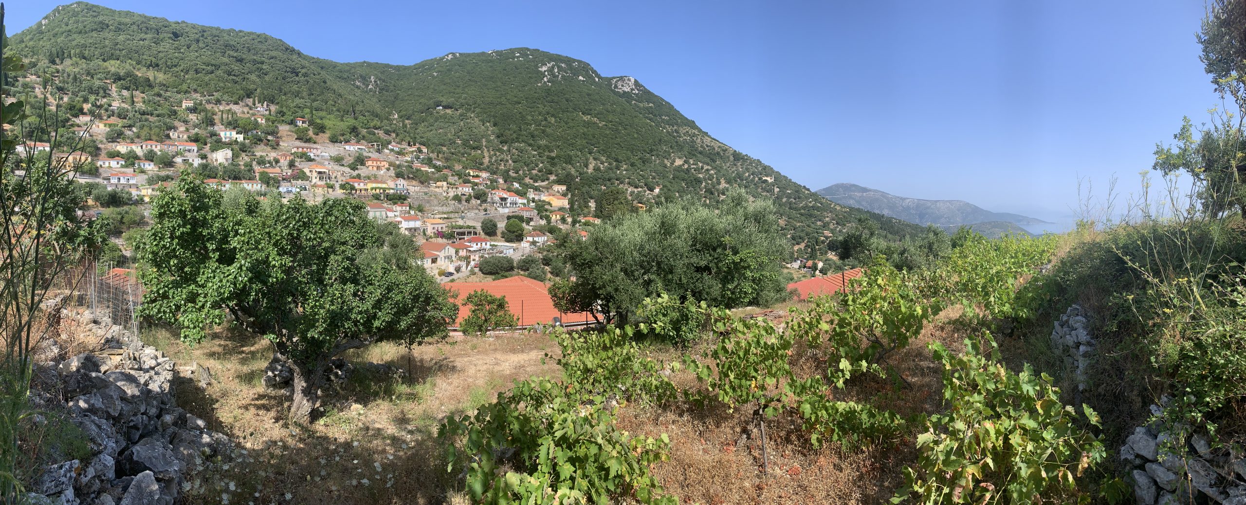 Landscape and terrain of land for sale on Ithaca Greece, Perachori