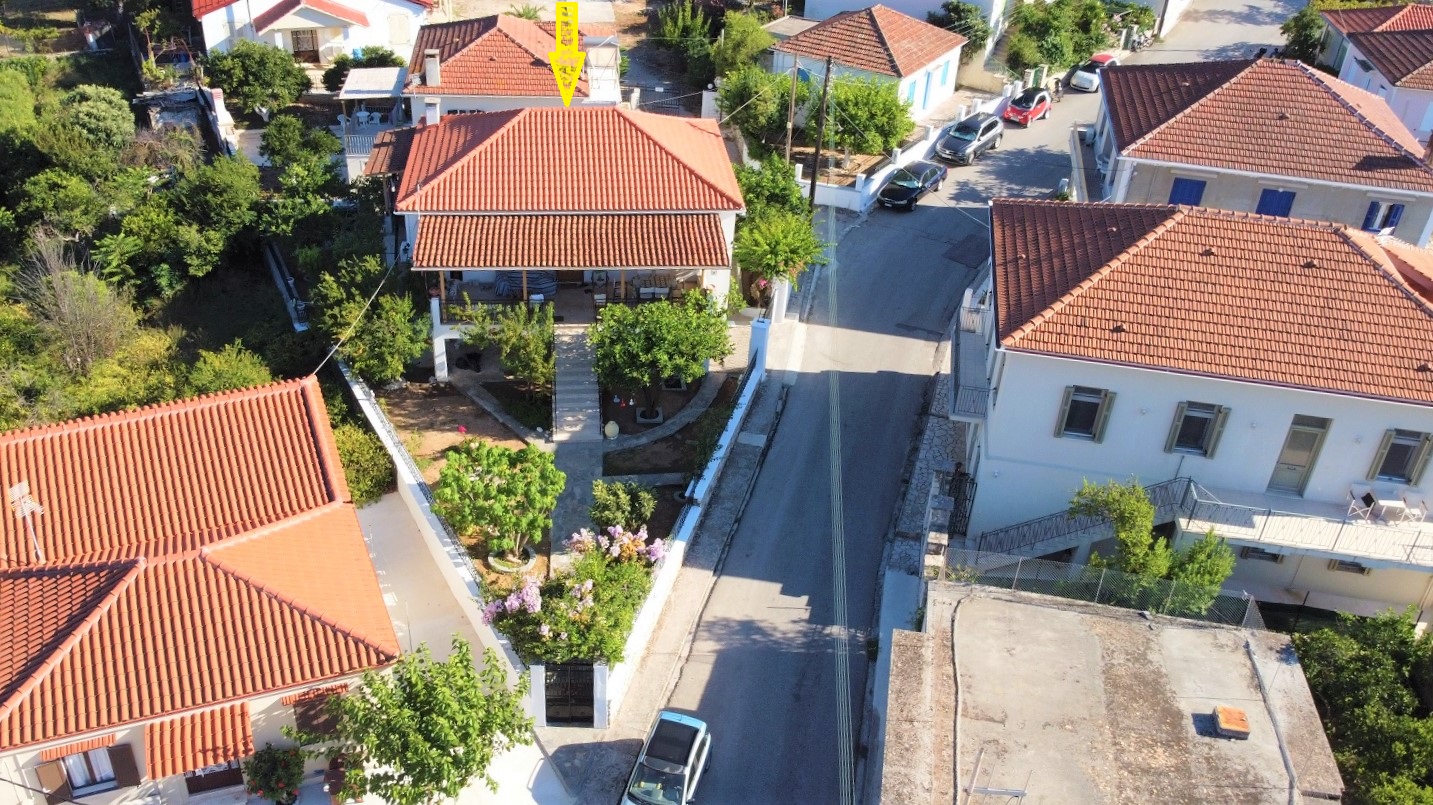 Aerial view of house for sale on Ithaca, Greece, Vathi