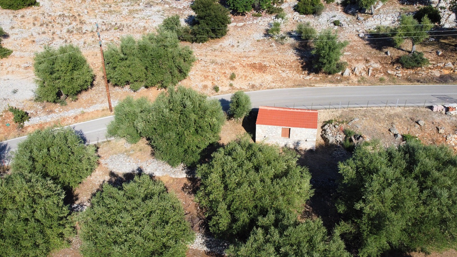 Aerial view of land for sale on Ithaca, Greece, Pisaetos