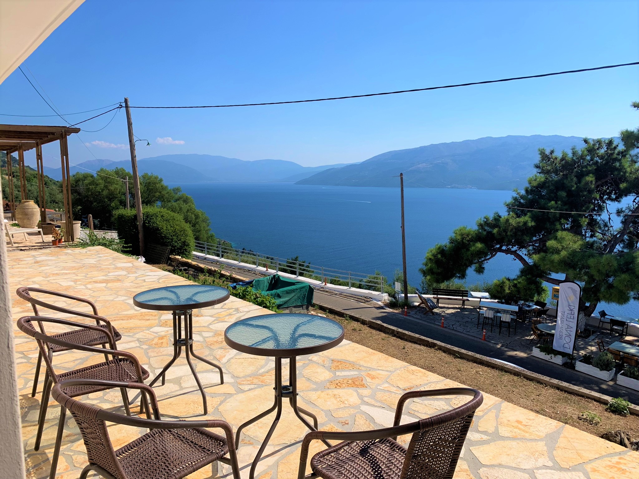 Patio and views of house for rent on Ithaca Greece, Lefki