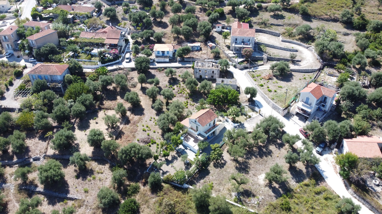 Aerial view of land for sale on Ithaca, Greece, Ag. Saranta